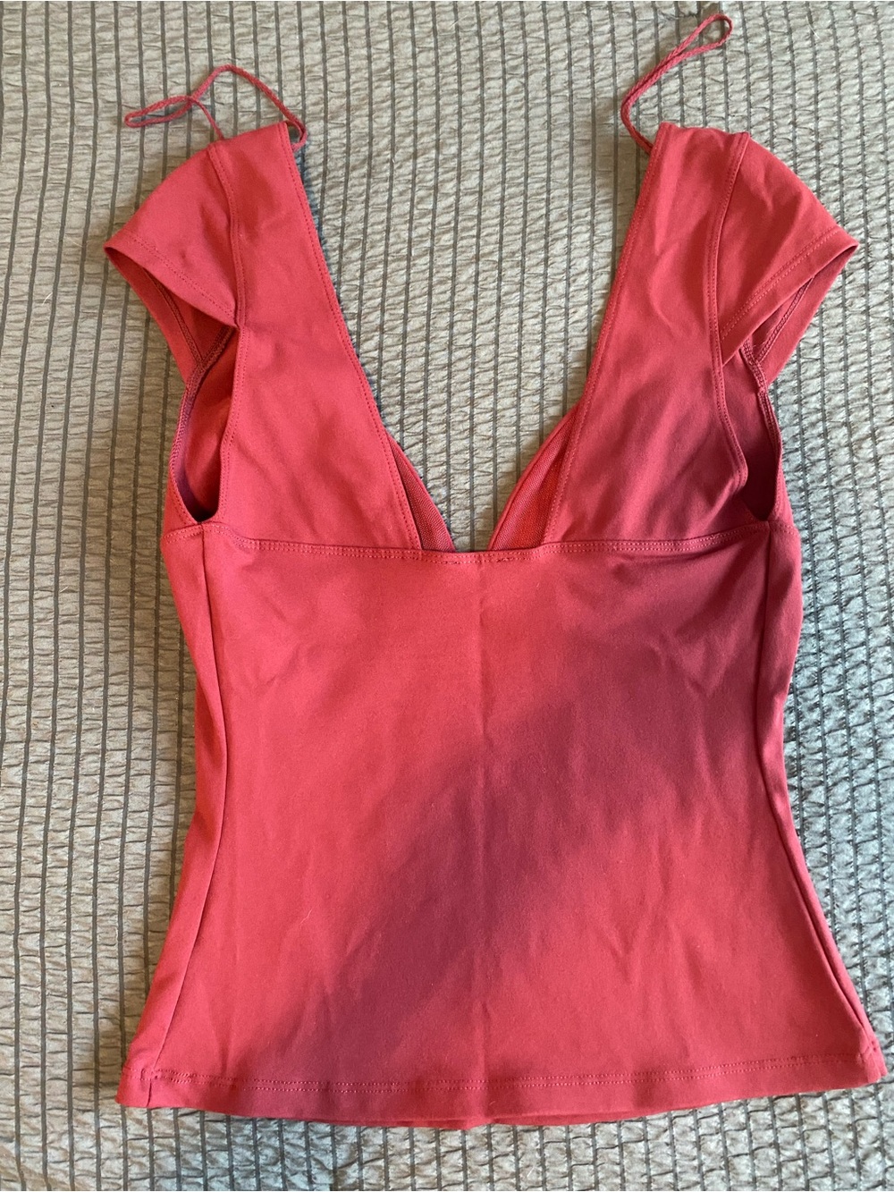 Free People Rose-Red Deep V Scoop Camisole - Picture 3 of 5